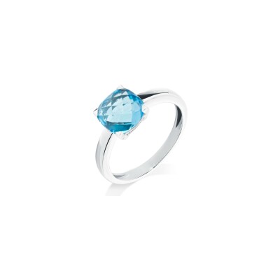 Bague Cesare Pompanon Poppy Blue en or blanc et topaze swiss blue