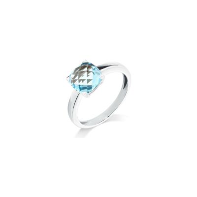 Bague Cesare Pompanon Poppy Blue en or blanc et topaze sky blue