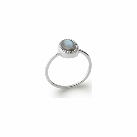 Bague en argent rhodié et labradorite