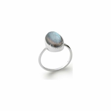 Bague en argent rhodié et labradorite