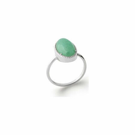 Bague en argent rhodié et aventurine