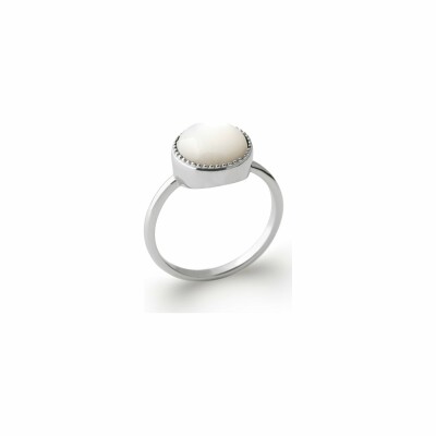 Bague en argent rhodié et nacre