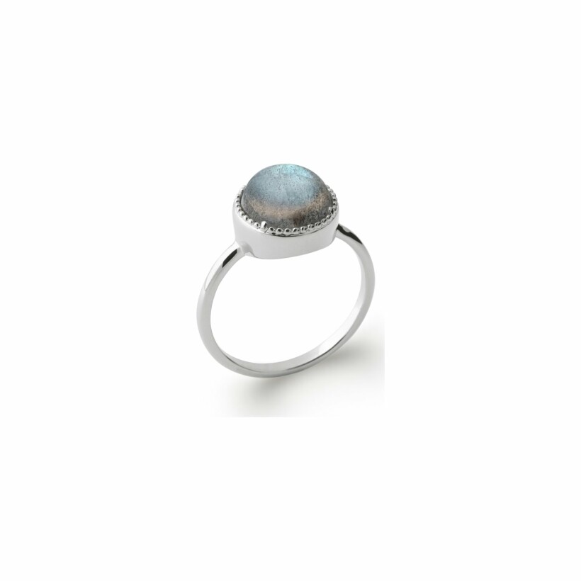 Bague en argent rhodié et labradorite