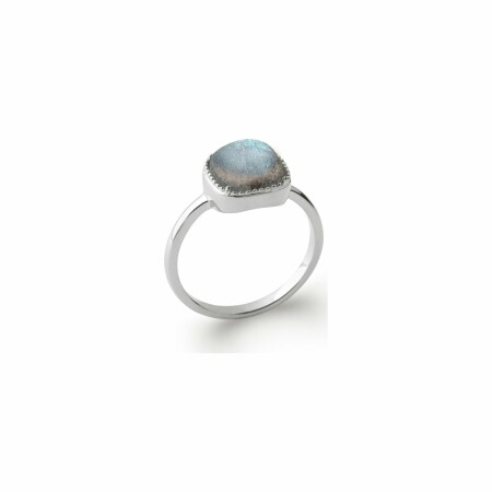 Bague en argent rhodié et labradorite