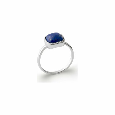 Bague en argent rhodié et lapis lazuli