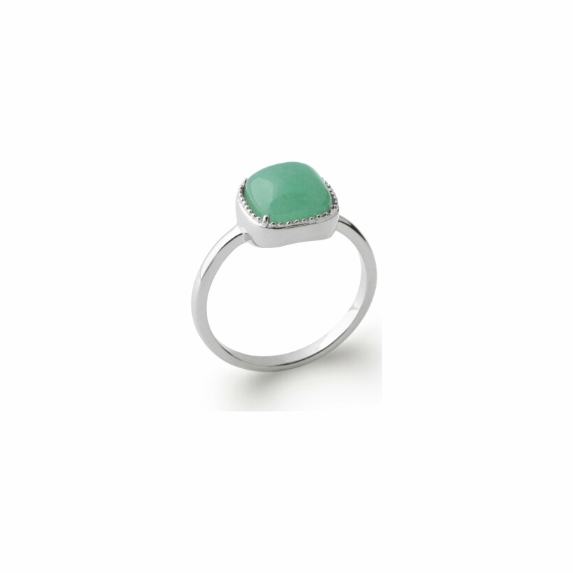 Bague en argent rhodié et aventurine