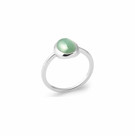 Bague en argent rhodié et aventurine