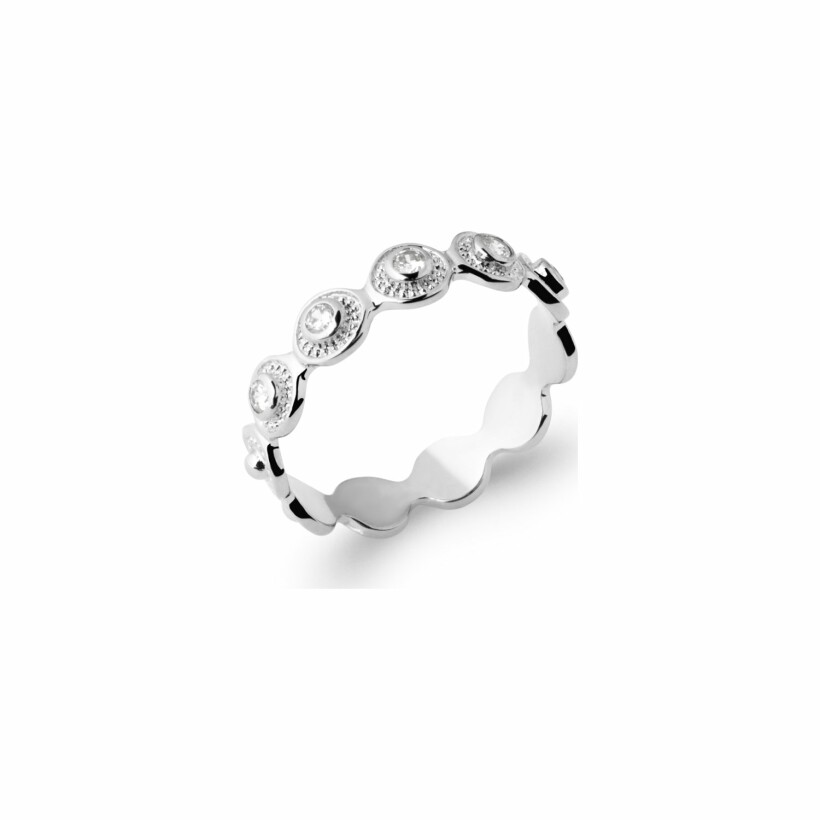 Bague en argent rhodié et oxydes de zirconium