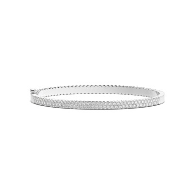 Bracelet jonc Frojo ouvrant demi pavé diamants sur 2 rangs et or blanc