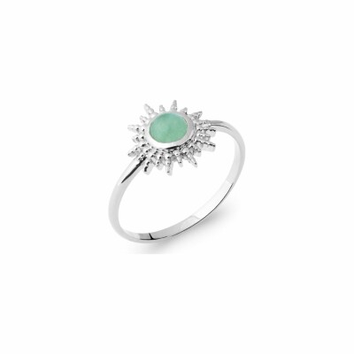 Bague en argent rhodié et aventurine