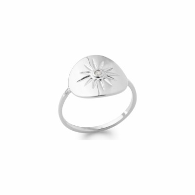 Bague en argent rhodié et oxydes de zirconium