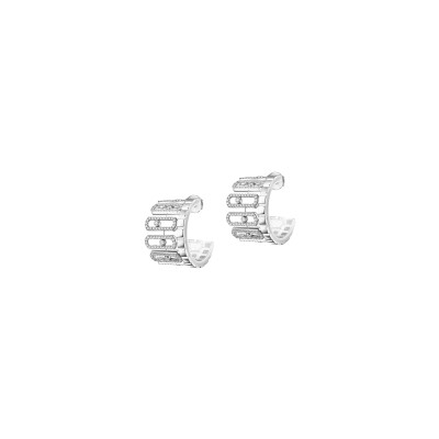 Boucles d'oreilles Messika Move Iconica pavées en or blanc et diamants