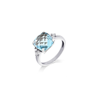 Bague Cesare Pompanon Poppy Blue en or blanc, diamants et topaze sky blue