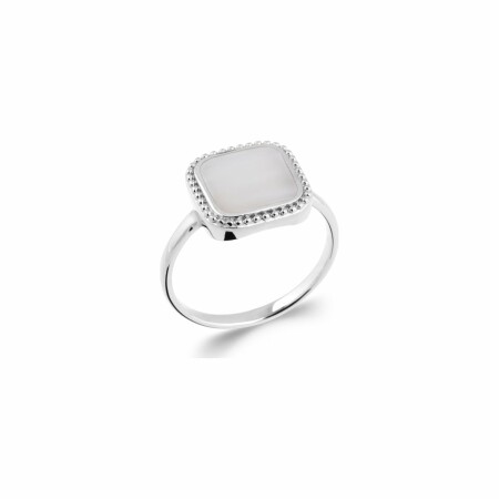 Bague en argent rhodié et nacre