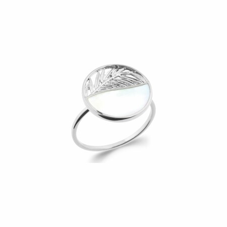 Bague en argent rhodié et nacre