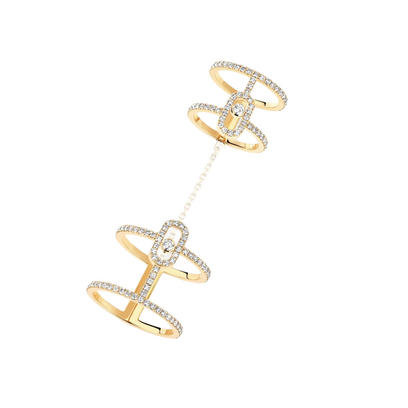 Messika Move Uno Double in yellow gold, diamonds ring
