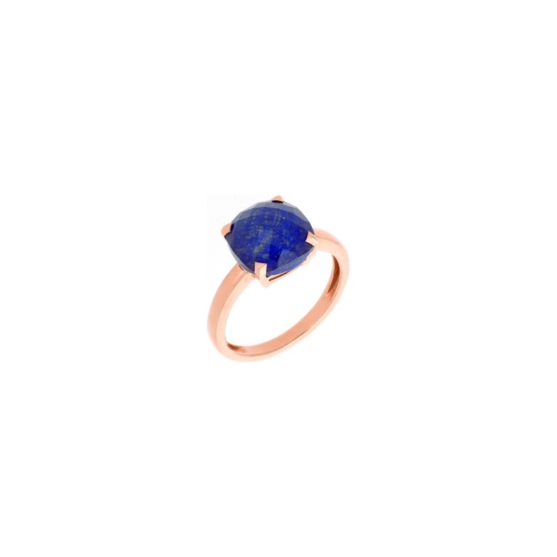 Bague Cesare Pompanon Poppy Blue petit modèle en or rose et lapis lazuli et cristal de roche