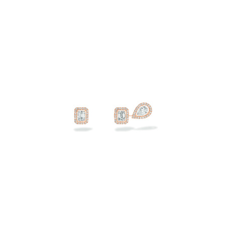 Boucles d'oreilles Messika My Twin 1+2 en or rose et diamants