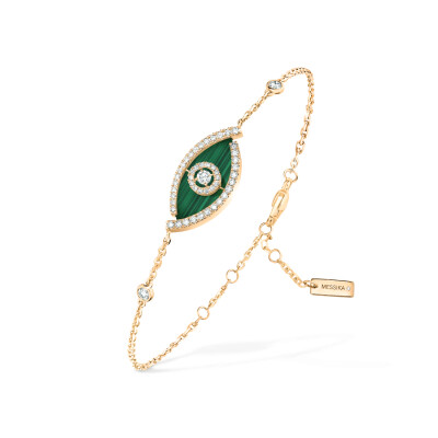 Bracelet Messika Lucky Eye Color en or jaune, malachite et diamants