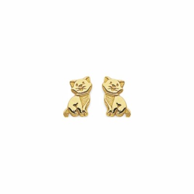 Boucles d'oreilles petit chat  en or jaune