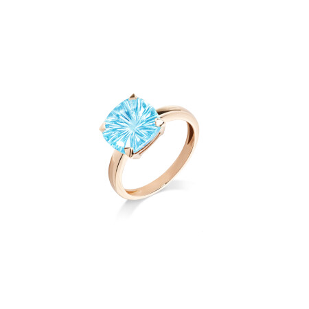 Bague Cesare Pompanon Poppy Blue en or rose et topaze bleue