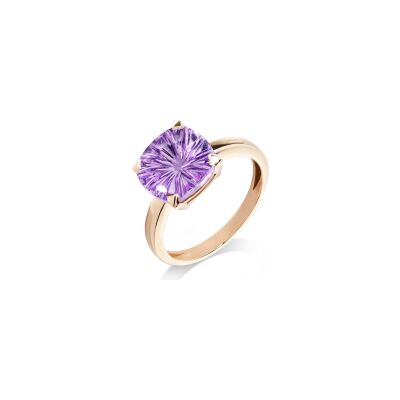 Bague Cesare Pompanon Poppy Carved en or rose et améthyste