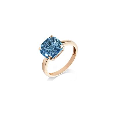 Bague Cesare Pompanon Poppy Carved en or rose et topaze london blue