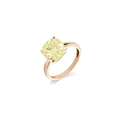 Bague Cesare Pompanon Poppy Carved en or rose et quartz lemon
