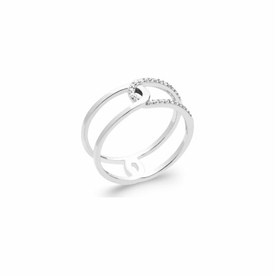 Bague en argent rhodié et oxydes de zirconium