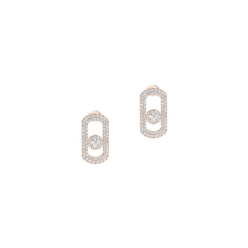 Messika So Move earrings, rose gold and diamonds paved