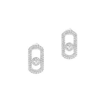 Boucles d'oreilles Messika So Move Pavées en or blanc et diamants