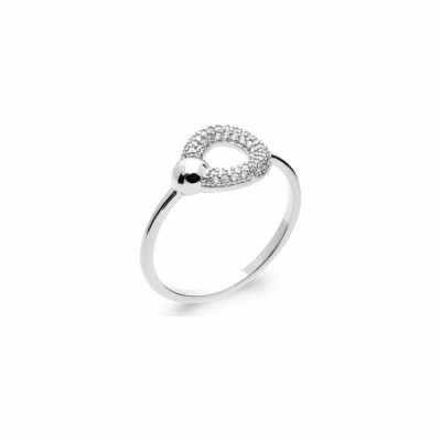 Bague en argent rhodié et oxydes de zirconium