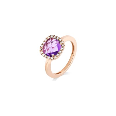 Bague Cesare Pompanon Poppy Blue en or rose, diamants et améthyste