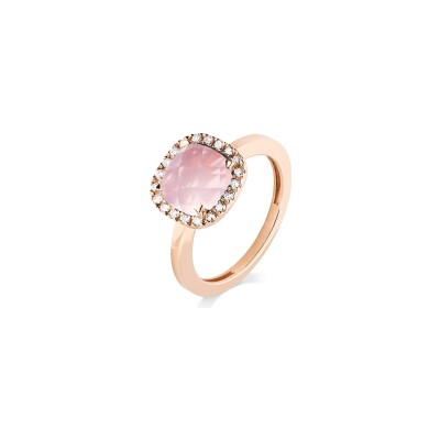 Bague Cesare Pompanon Poppy Blue en or rose, diamants et quartz rose