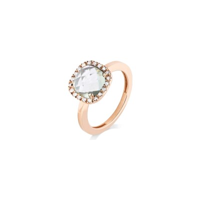 Bague Cesare Pompanon Poppy Blue en or rose, diamants et prasiolite