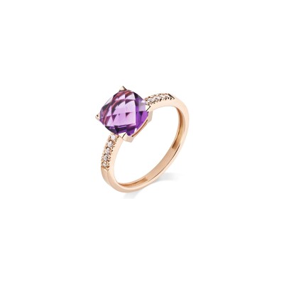 Bague Cesare Pompanon Poppy Blue en or rose, diamants et améthyste