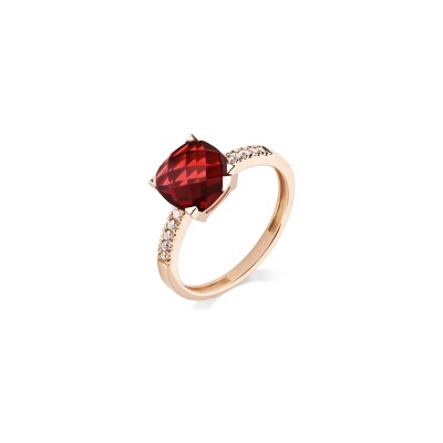 Bague Cesare Pompanon Poppy Blue en or rose, diamants et grenat