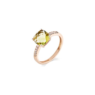 Bague Cesare Pompanon Poppy Blue en or rose, diamants et quartz lemon