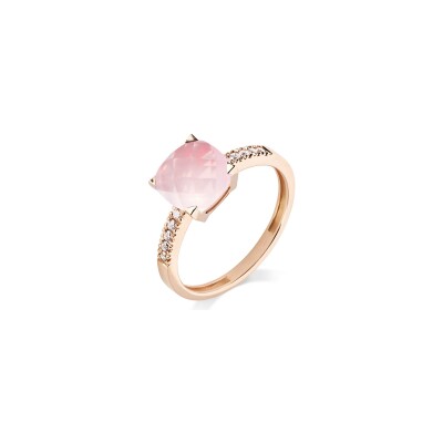Bague Cesare Pompanon Poppy Blue en or rose, diamants et quartz rose
