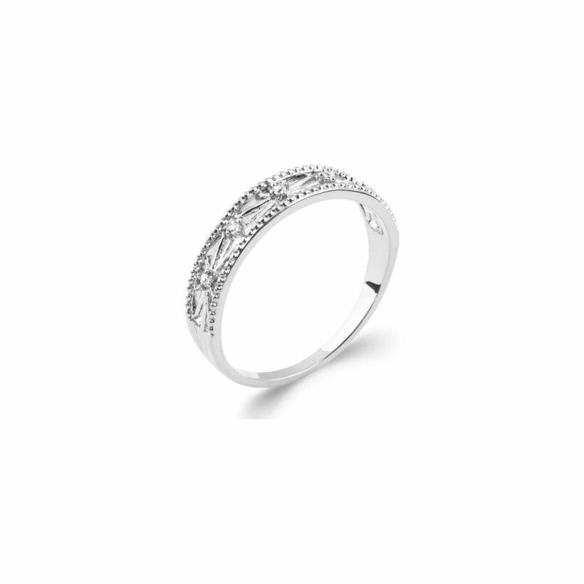 Bague en argent rhodié et oxydes de zirconium