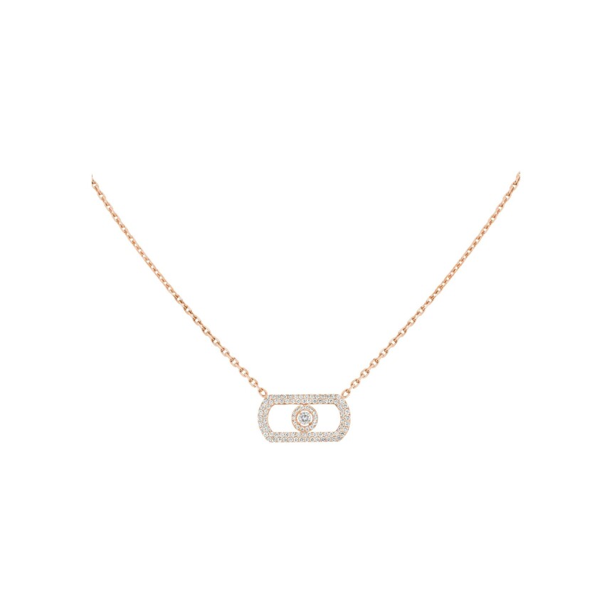 Messika So Move necklace, rose gold and diamonds paved