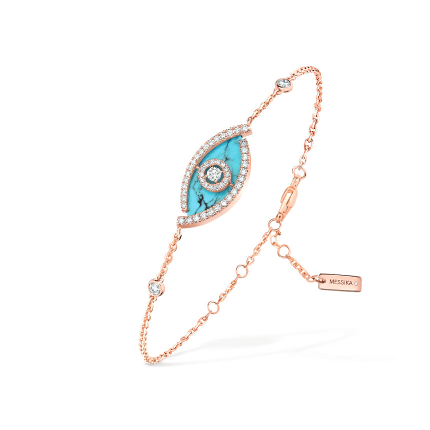 Messika Lucky Eye Color bracelet, rose gold, turquoise and diamonds