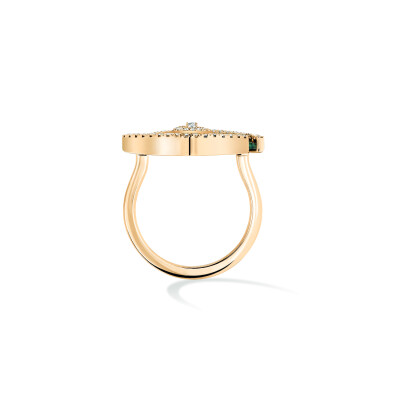 Bague Messika Lucky Eye Color en or rose, malachite et diamants