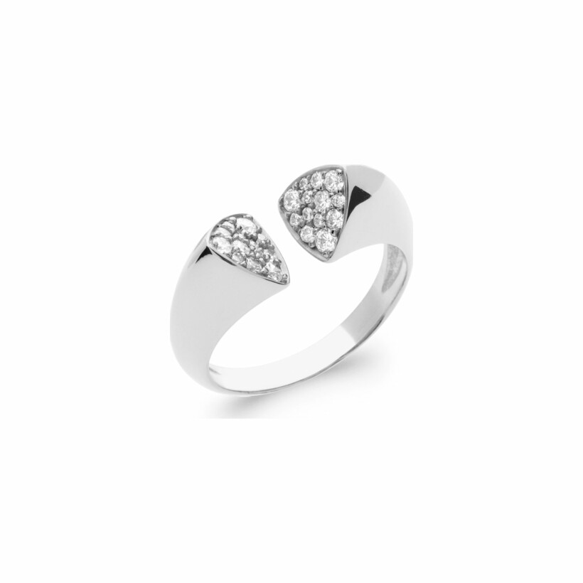 Bague en argent rhodié et oxydes de zirconium