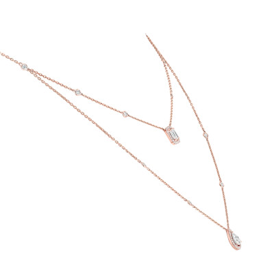 Collier Messika My Twin 2 rangs en or rose et diamants 2x0.40ct