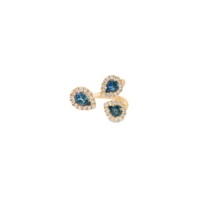 Bague en or rose, saphirs et diamants