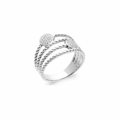 Bague en argent rhodié et oxydes de zirconium