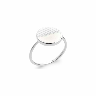 Bague en argent rhodié et nacre