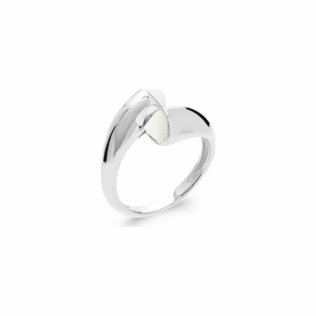 Bague en argent rhodié et nacre