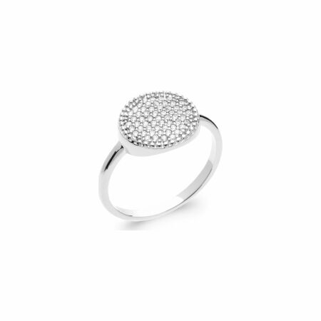 Bague en argent rhodié et oxydes de zirconium